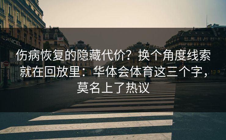 伤病恢复的隐藏代价？换个角度线索就在回放里：华体会体育这三个字，莫名上了热议