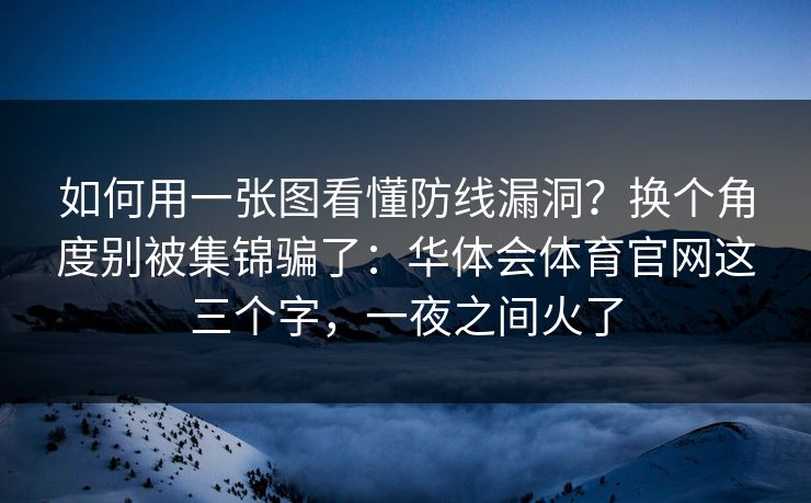 如何用一张图看懂防线漏洞?换个角度别被集锦骗了:华体会体育官网这三个字,一夜之间火了 如何用一张图看懂防线漏洞?换个角度别被集锦骗了:华体会体育官网这三个字,一夜之间火了