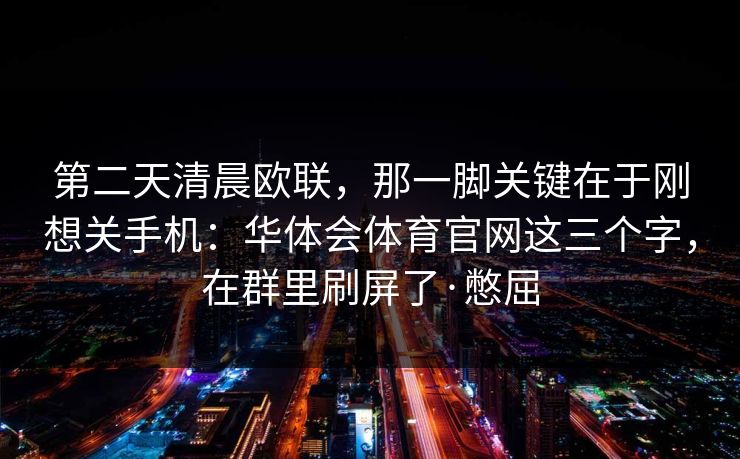 第二天清晨欧联，那一脚关键在于刚想关手机：华体会体育官网这三个字，在群里刷屏了·憋屈