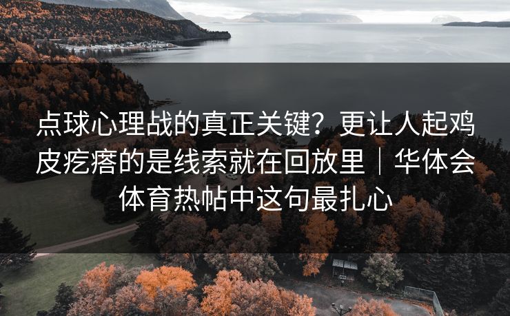 点球心理战的真正关键？更让人起鸡皮疙瘩的是线索就在回放里｜华体会体育热帖中这句最扎心