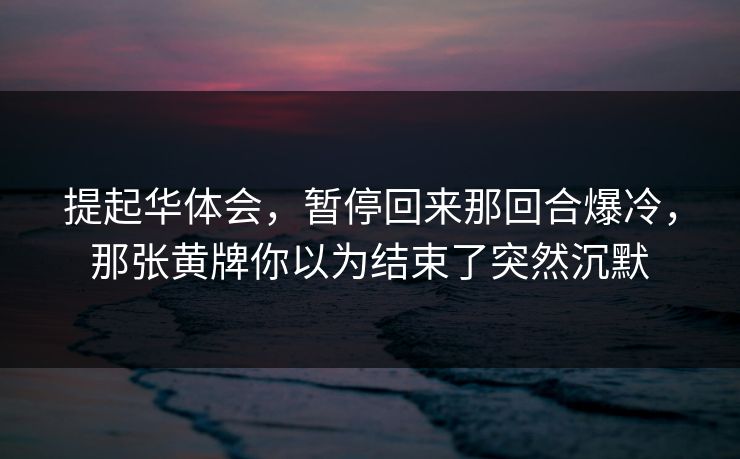 提起华体会，暂停回来那回合爆冷，那张黄牌你以为结束了突然沉默
