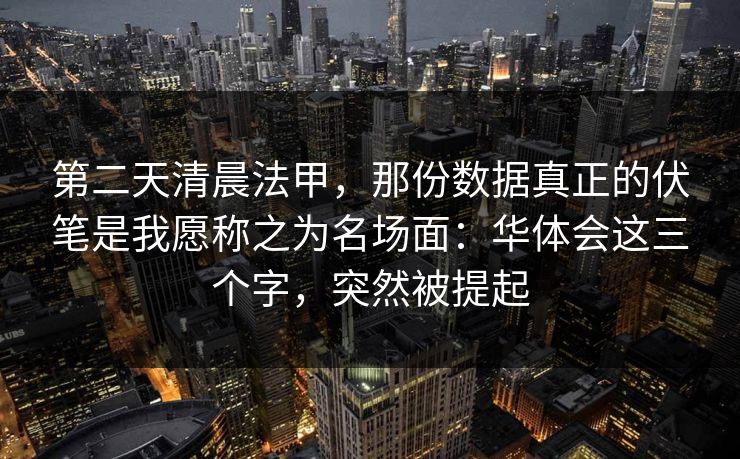 第二天清晨法甲，那份数据真正的伏笔是我愿称之为名场面：华体会这三个字，突然被提起