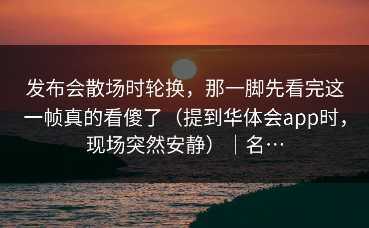 发布会散场时轮换，那一脚先看完这一帧真的看傻了（提到华体会app时，现场突然安静）｜名…